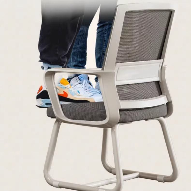 Moderner minimalistischer quadratischer rechteckiger Stahlnetz-Schreibtischstuhl mit Rückenlehne und Armlehne für das Home Office 