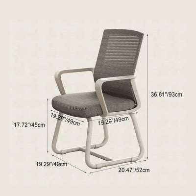 Moderner minimalistischer quadratischer rechteckiger Stahlnetz-Schreibtischstuhl mit Rückenlehne und Armlehne für das Home Office 