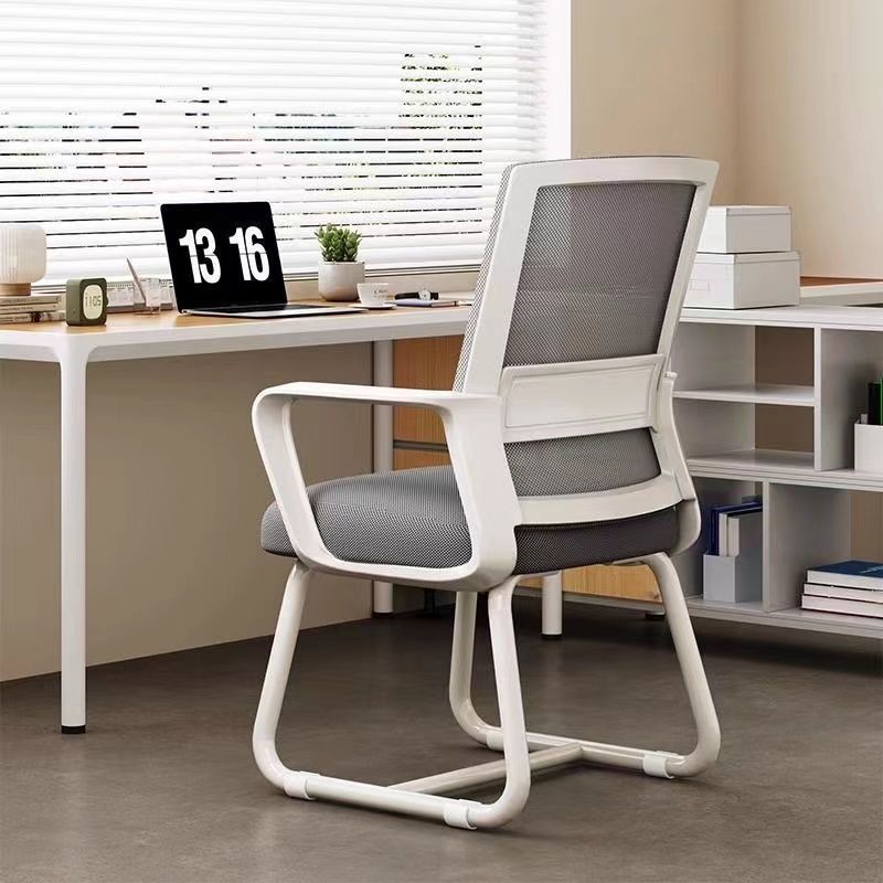Moderner minimalistischer quadratischer rechteckiger Stahlnetz-Schreibtischstuhl mit Rückenlehne und Armlehne für das Home Office 