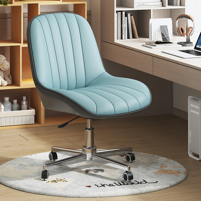 Moderner minimalistischer quadratischer Stahl-Leder-Schreibtischstuhl mit Rückenlehne für das Home Office 