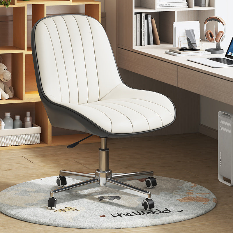 Moderner minimalistischer quadratischer Stahl-Leder-Schreibtischstuhl mit Rückenlehne für das Home Office 