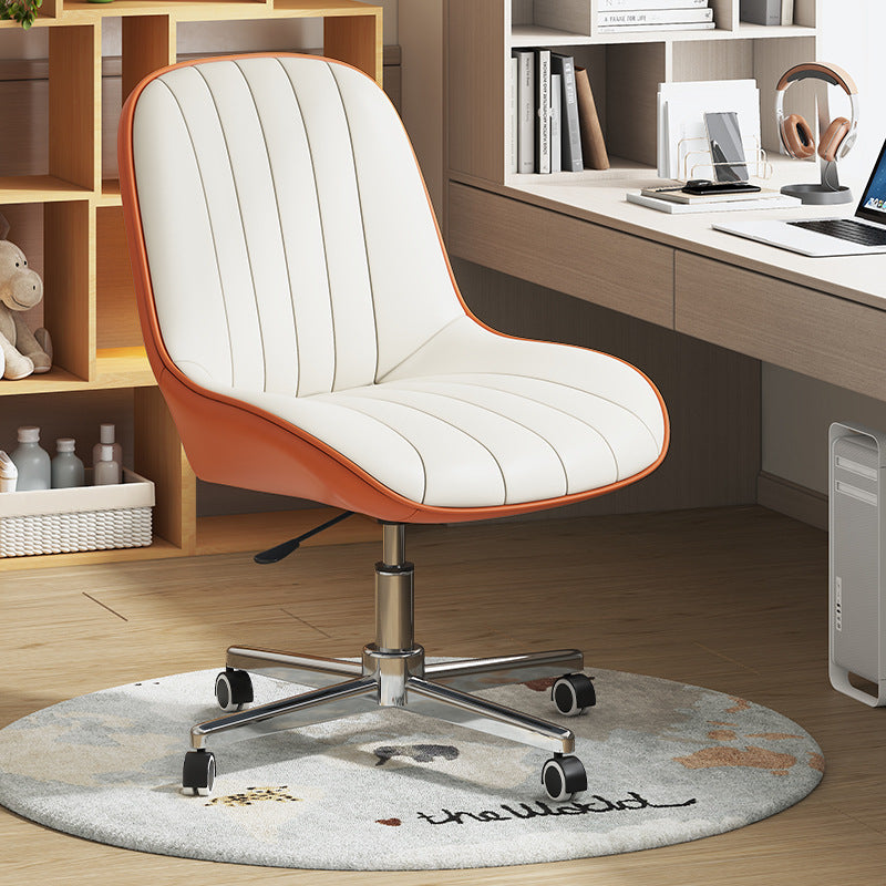 Moderner minimalistischer quadratischer Stahl-Leder-Schreibtischstuhl mit Rückenlehne für das Home Office 