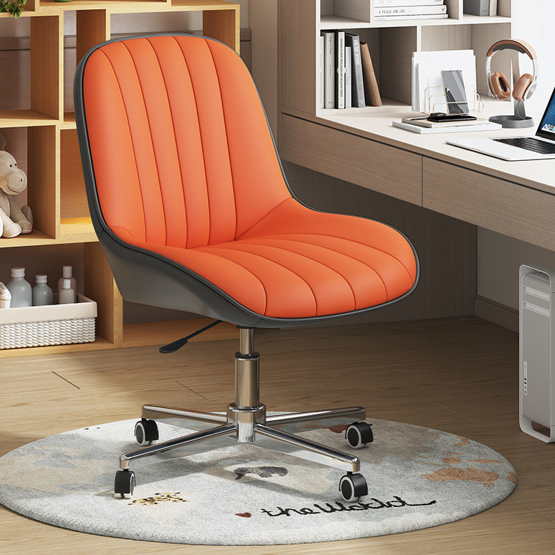 Moderner minimalistischer quadratischer Stahl-Leder-Schreibtischstuhl mit Rückenlehne für das Home Office 
