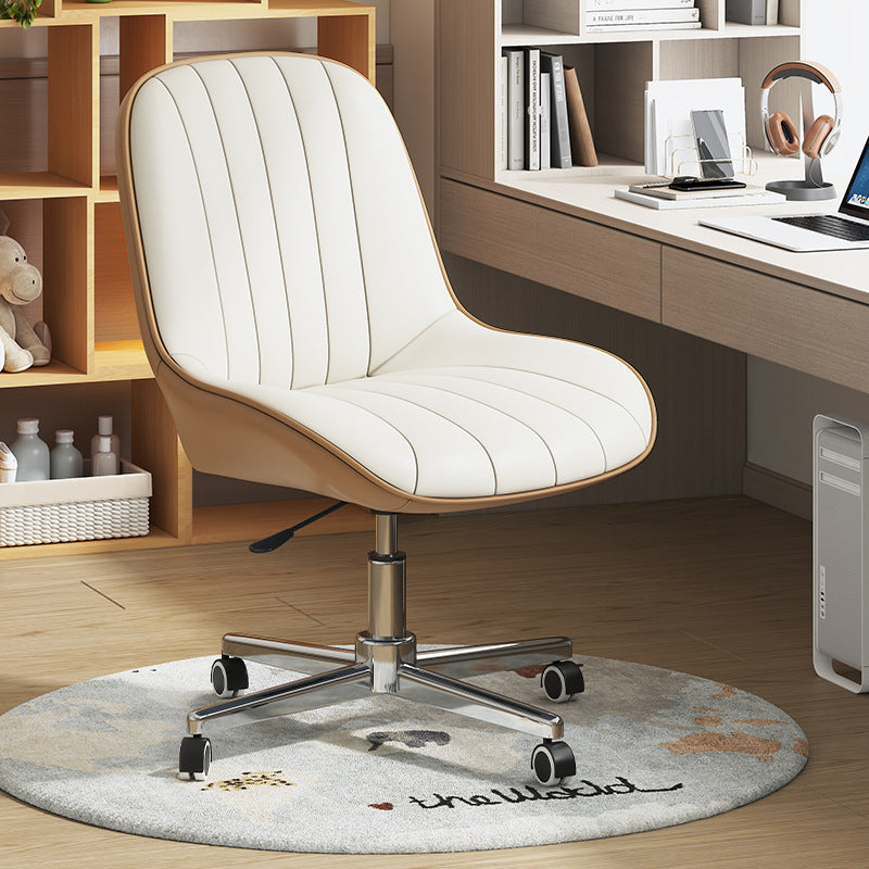 Moderner minimalistischer quadratischer Stahl-Leder-Schreibtischstuhl mit Rückenlehne für das Home Office 