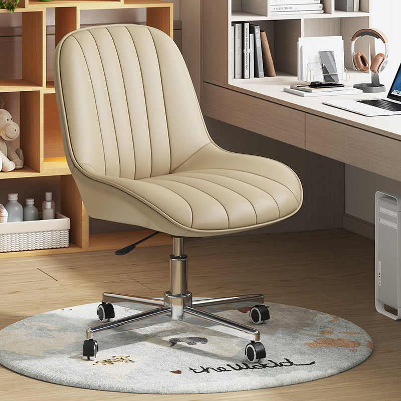 Moderner minimalistischer quadratischer Stahl-Leder-Schreibtischstuhl mit Rückenlehne für das Home Office 