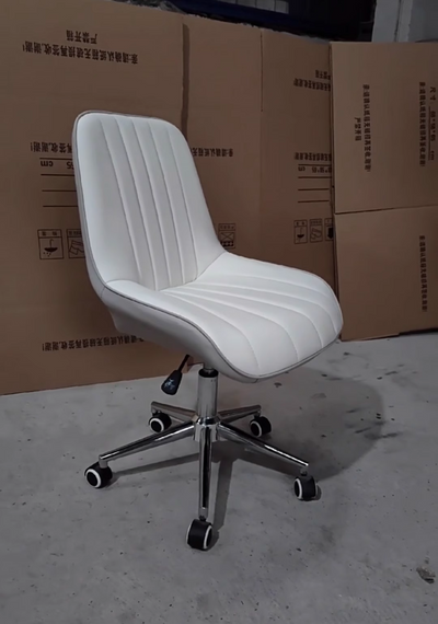 Moderner minimalistischer quadratischer Stahl-Leder-Schreibtischstuhl mit Rückenlehne für das Home Office 