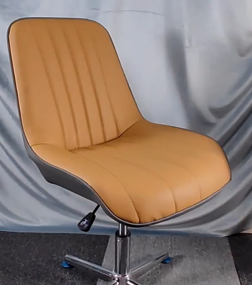 Moderner minimalistischer quadratischer Stahl-Leder-Schreibtischstuhl mit Rückenlehne für das Home Office 