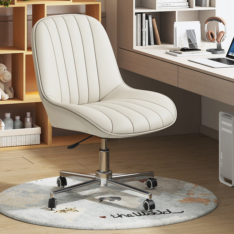 Moderner minimalistischer quadratischer Stahl-Leder-Schreibtischstuhl mit Rückenlehne für das Home Office 