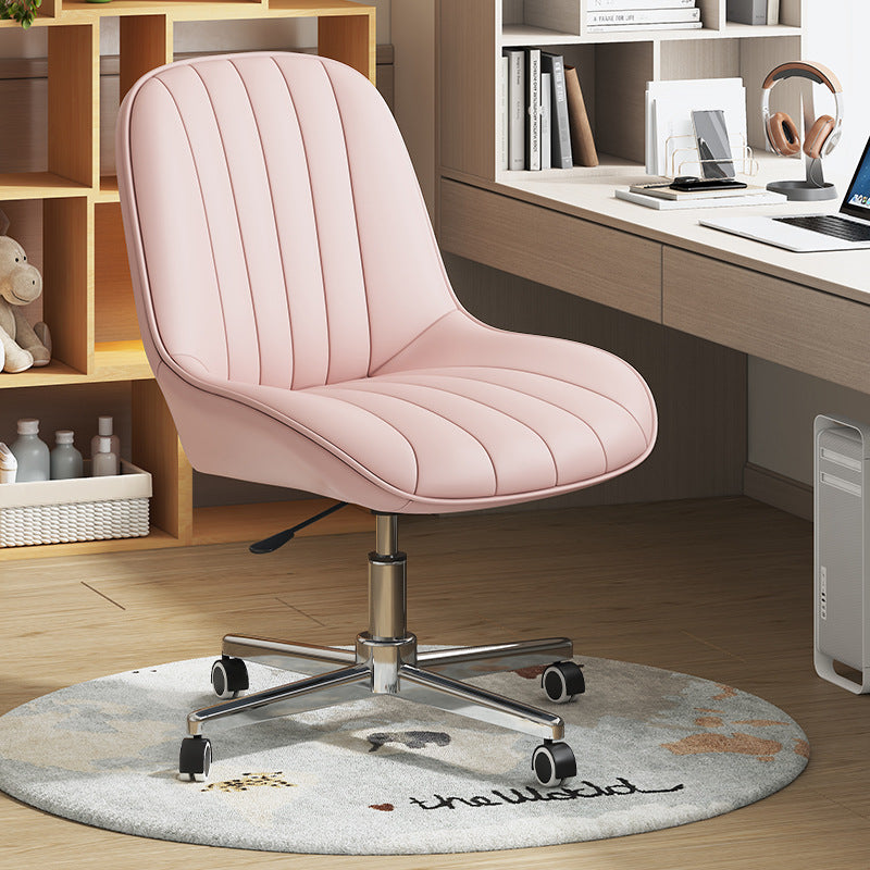 Moderner minimalistischer quadratischer Stahl-Leder-Schreibtischstuhl mit Rückenlehne für das Home Office 