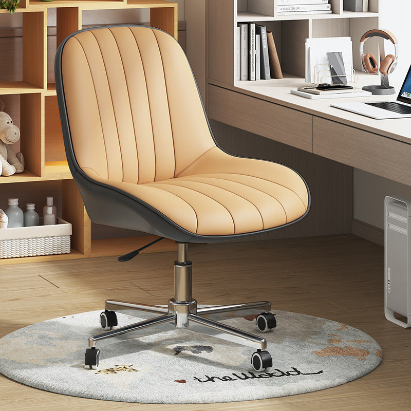 Moderner minimalistischer quadratischer Stahl-Leder-Schreibtischstuhl mit Rückenlehne für das Home Office 