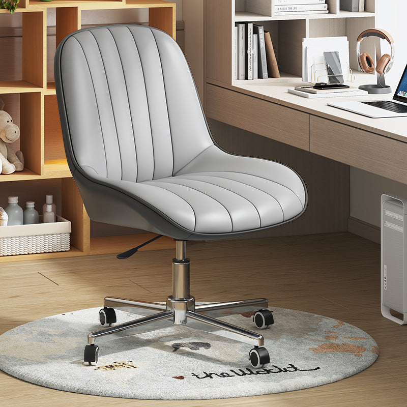 Moderner minimalistischer quadratischer Stahl-Leder-Schreibtischstuhl mit Rückenlehne für das Home Office 