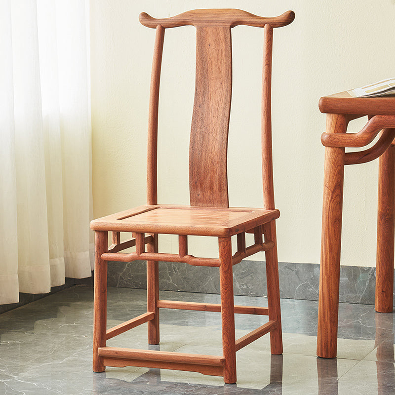 Traditional Vintage Rectangular Square Burma Rosewood Chair Backrest For Living Room
