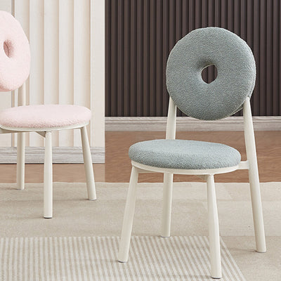 Respaldo de silla de comedor de lana de cordero de metal crema nórdica contemporánea para comedor 