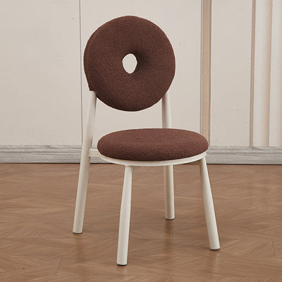 Respaldo de silla de comedor de lana de cordero de metal crema nórdica contemporánea para comedor 