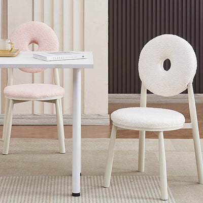 Respaldo de silla de comedor de lana de cordero de metal crema nórdica contemporánea para comedor 