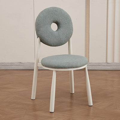 Respaldo de silla de comedor de lana de cordero de metal crema nórdica contemporánea para comedor 