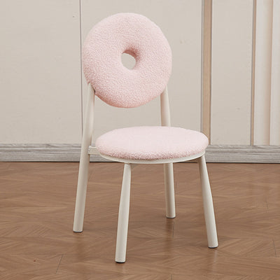Respaldo de silla de comedor de lana de cordero de metal crema nórdica contemporánea para comedor 
