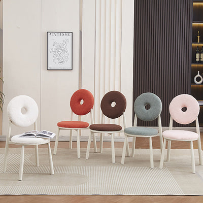 Respaldo de silla de comedor de lana de cordero de metal crema nórdica contemporánea para comedor 