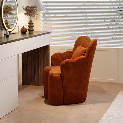 Taburete de tocador contemporáneo de terciopelo con respaldo y reposabrazos para dormitorio, con diseño de niña creativa, mariposa, onda, rectángulo, madera y osito de peluche 