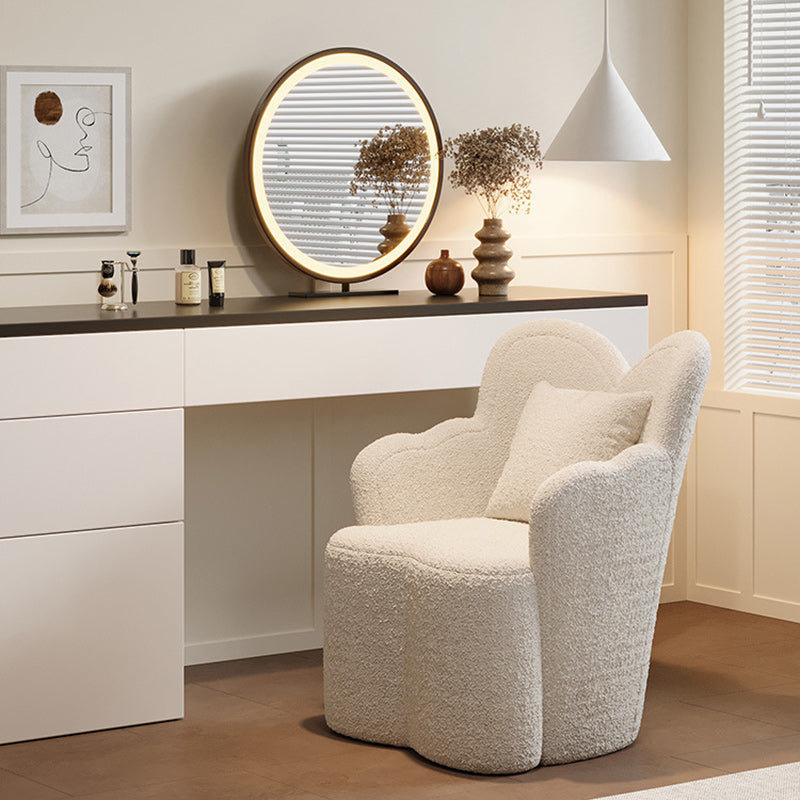 Taburete de tocador contemporáneo de terciopelo con respaldo y reposabrazos para dormitorio, con diseño de niña creativa, mariposa, onda, rectángulo, madera y osito de peluche 