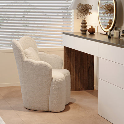 Taburete de tocador contemporáneo de terciopelo con respaldo y reposabrazos para dormitorio, con diseño de niña creativa, mariposa, onda, rectángulo, madera y osito de peluche 