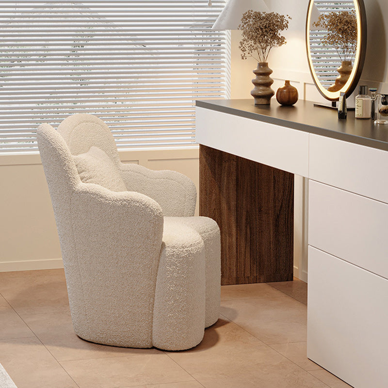Taburete de tocador contemporáneo de terciopelo con respaldo y reposabrazos para dormitorio, con diseño de niña creativa, mariposa, onda, rectángulo, madera y osito de peluche 