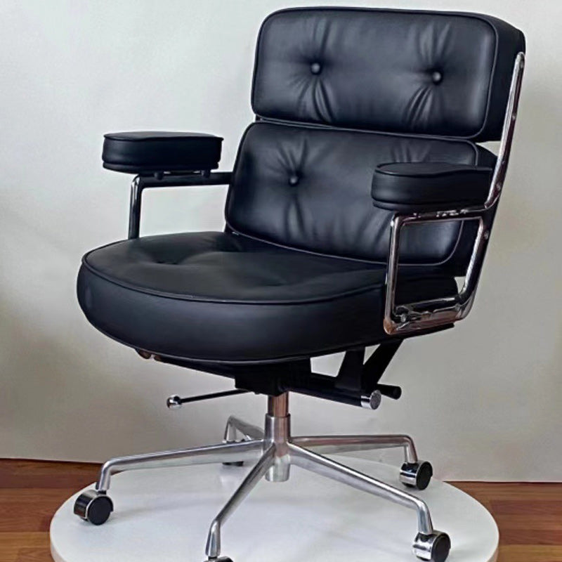 Moderner minimalistischer drehbarer höhenverstellbarer Schreibtischstuhl in quadratischer/rechteckiger Form aus Aluminiumlegierung, Mikrofaserleder und PU-Leder mit Rückenlehne und Armlehnen für Homeoffice 