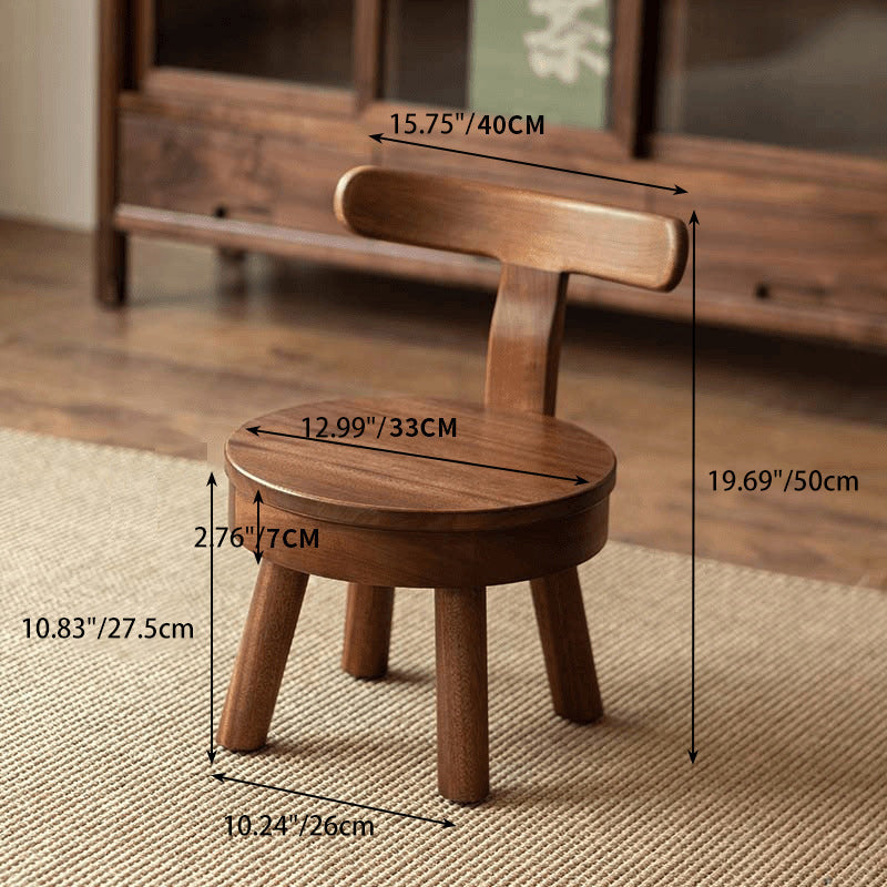 Moderner minimalistischer drehbarer Kinderstuhl mit runder Rückenlehne aus Gummibaumholz und Sperrholz für das Wohnzimmer 