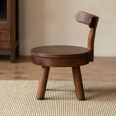 Moderner minimalistischer drehbarer runder Kinderholzstuhl mit Rückenlehne für das Wohnzimmer 