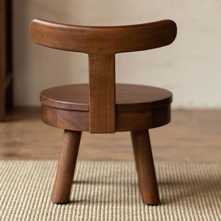 Moderner minimalistischer drehbarer Kinderstuhl mit runder Rückenlehne aus Gummibaumholz und Sperrholz für das Wohnzimmer 