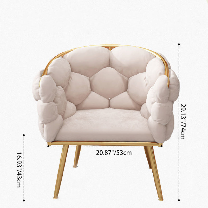 Moderne Art Deco Blase Gebogenes Metallgewebe Schminktischhocker Rückenlehne Armlehne Für Schlafzimmer 