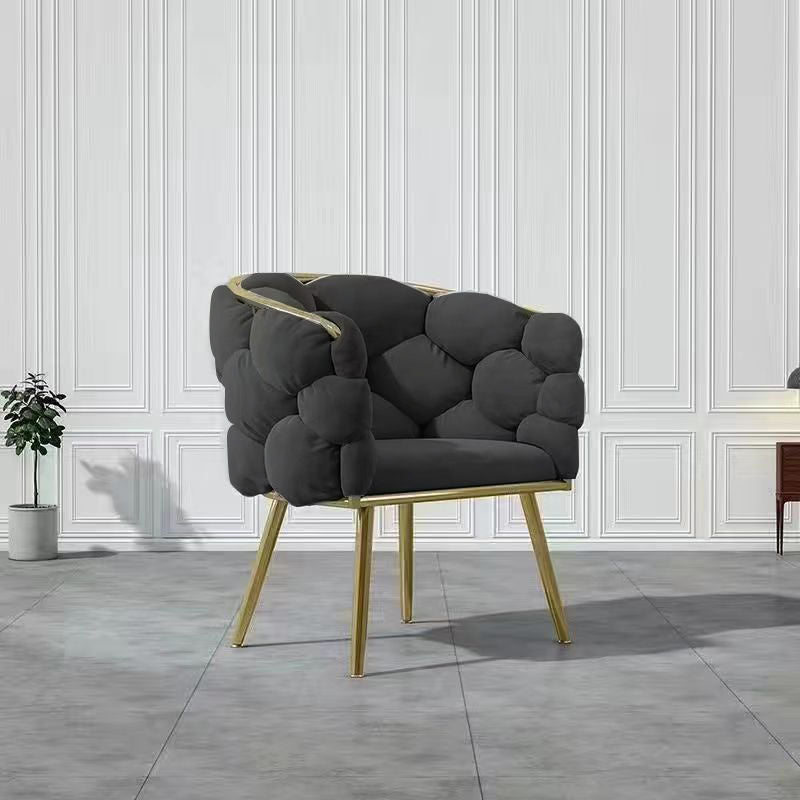 Moderne Art Deco Blase Gebogenes Metallgewebe Schminktischhocker Rückenlehne Armlehne Für Schlafzimmer 