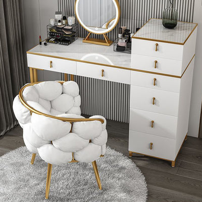 Moderne Art Deco Blase Gebogenes Metallgewebe Schminktischhocker Rückenlehne Armlehne Für Schlafzimmer 