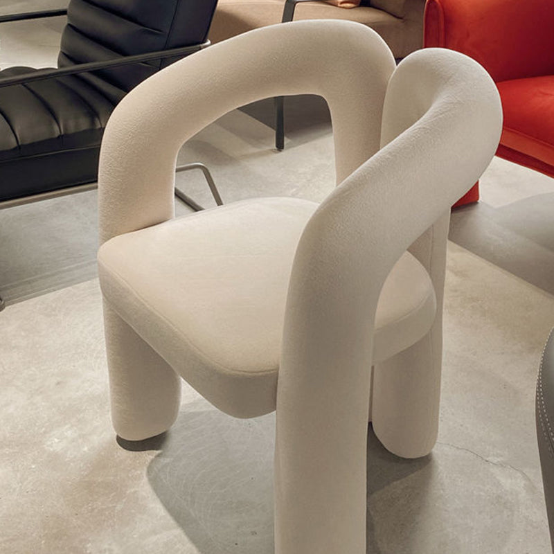 Tabouret de coiffeuse en velours métallique crème nordique contemporain avec dossier et accoudoirs pour chambre 