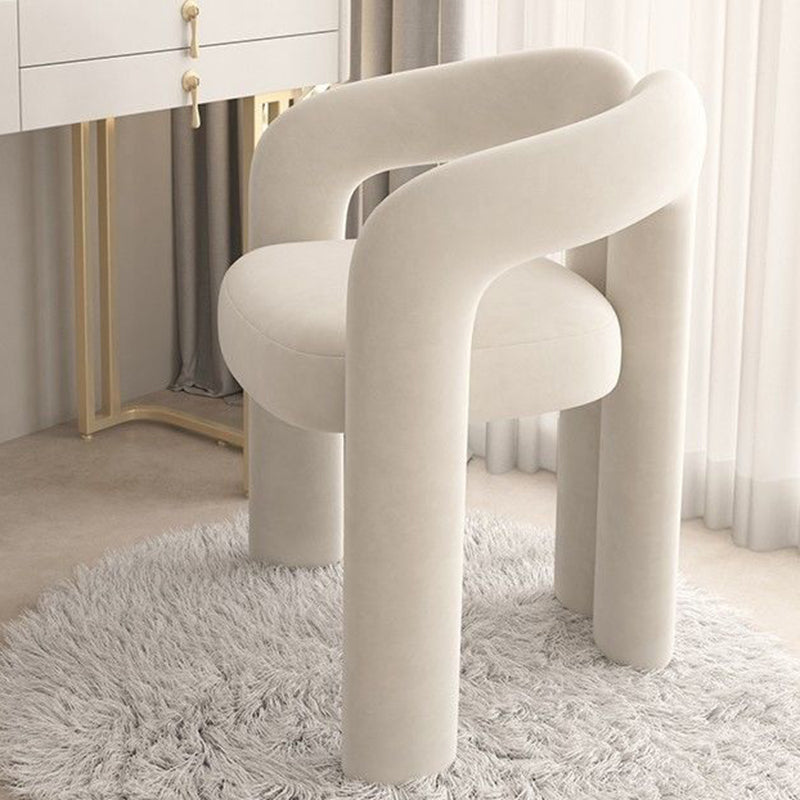 Tabouret de coiffeuse en velours métallique crème nordique contemporain avec dossier et accoudoirs pour chambre 