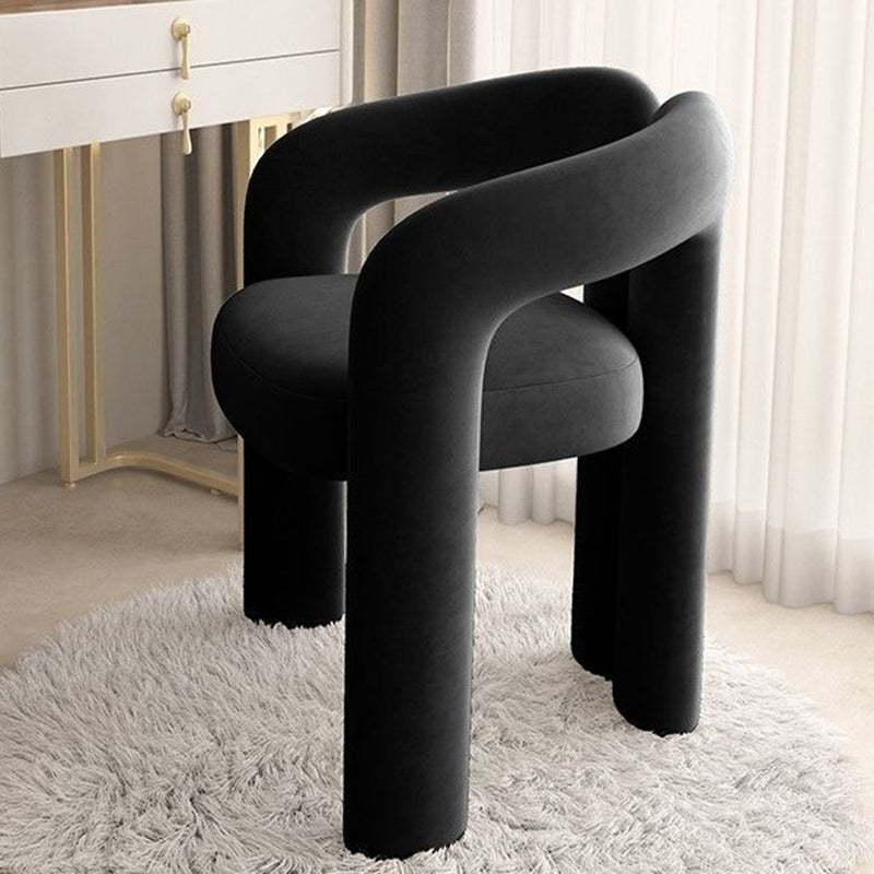 Tabouret de coiffeuse en velours métallique crème nordique contemporain avec dossier et accoudoirs pour chambre 