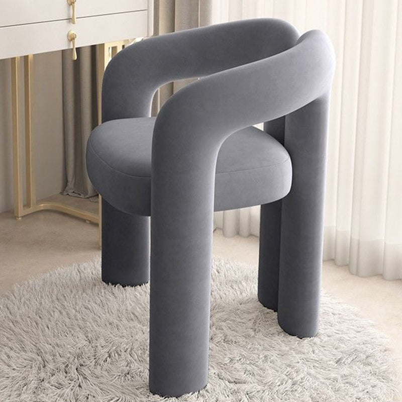 Tabouret de coiffeuse en velours métallique crème nordique contemporain avec dossier et accoudoirs pour chambre 