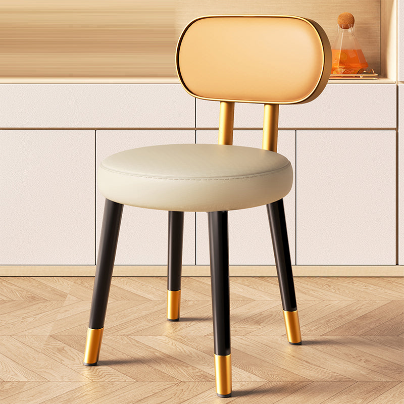 Contemporary Nordic Round Rectangular Carbon Steel Leather Dining Chair Backrest For Dining Room