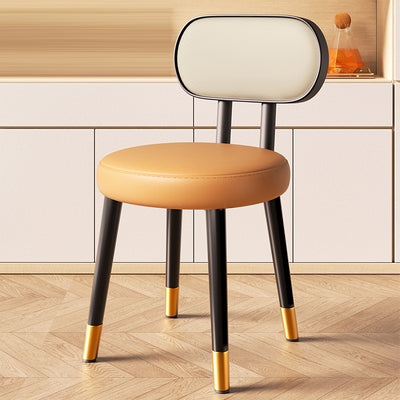 Contemporary Nordic Round Rectangular Carbon Steel Leather Dining Chair Backrest For Dining Room