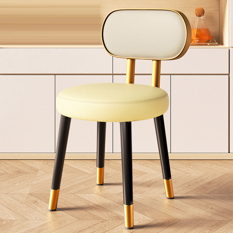Contemporary Nordic Round Rectangular Carbon Steel Leather Dining Chair Backrest For Dining Room