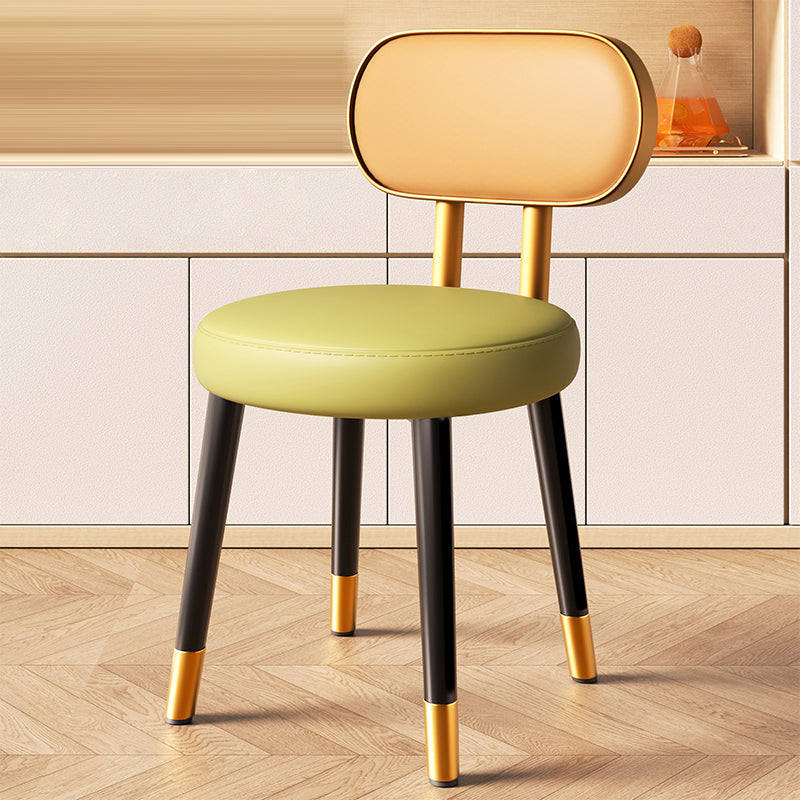 Contemporary Nordic Round Rectangular Carbon Steel Leather Dining Chair Backrest For Dining Room