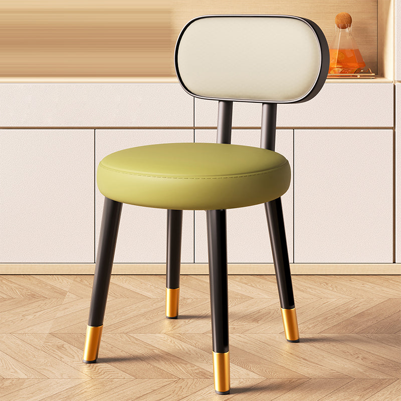 Contemporary Nordic Round Rectangular Carbon Steel Leather Dining Chair Backrest For Dining Room