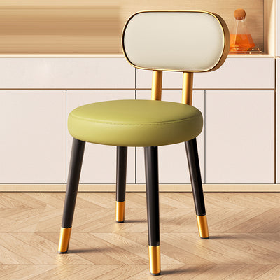 Contemporary Nordic Round Rectangular Carbon Steel Leather Dining Chair Backrest For Dining Room