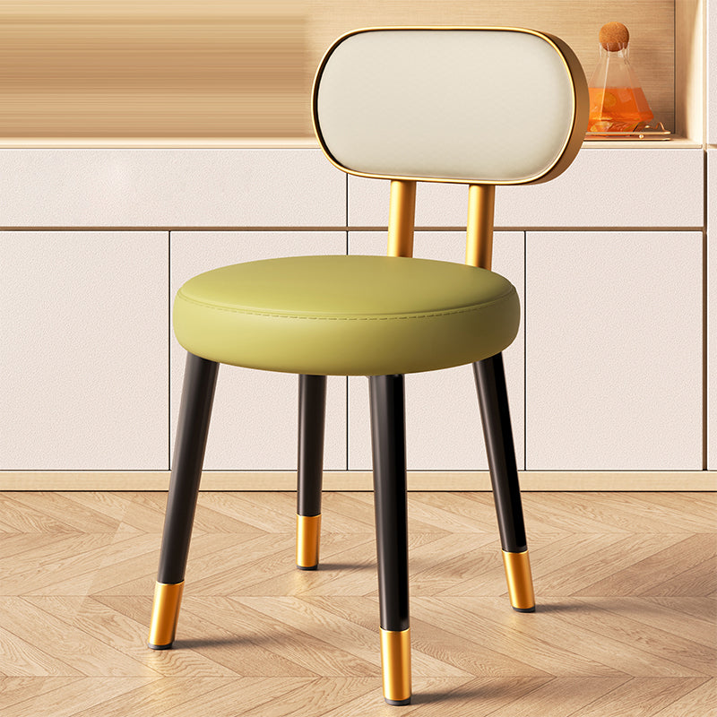 Contemporary Nordic Round Rectangular Carbon Steel Leather Dining Chair Backrest For Dining Room