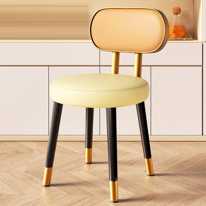 Contemporary Nordic Round Rectangular Carbon Steel Leather Dining Chair Backrest For Dining Room