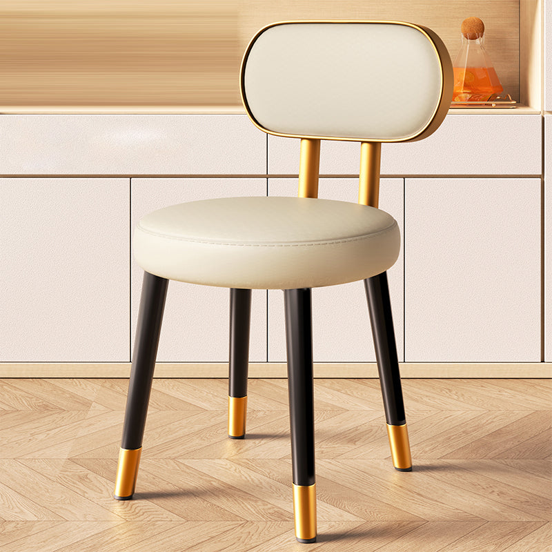 Contemporary Nordic Round Rectangular Carbon Steel Leather Dining Chair Backrest For Dining Room