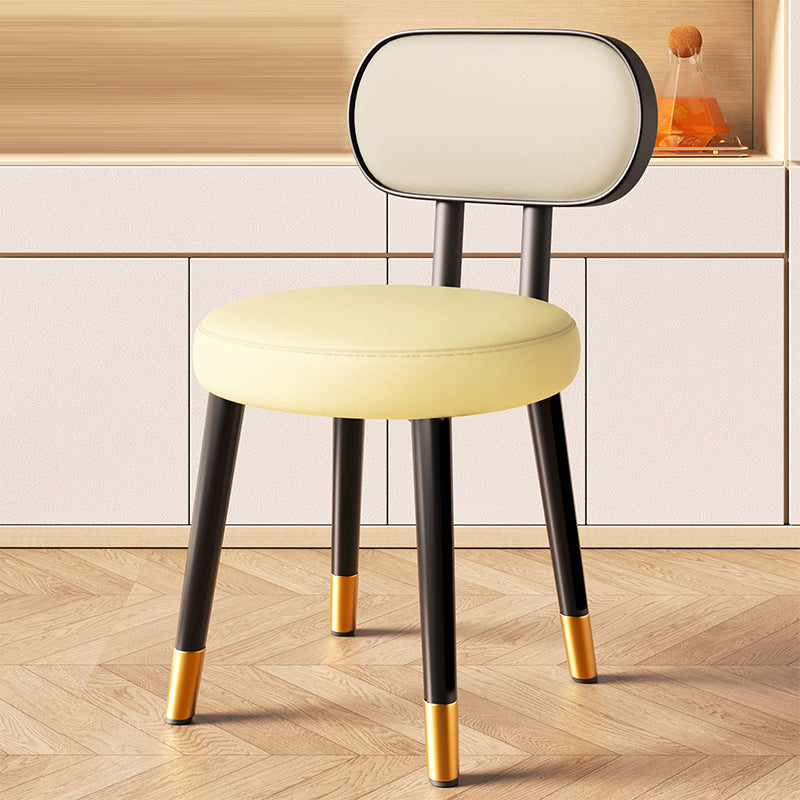 Contemporary Nordic Round Rectangular Carbon Steel Leather Dining Chair Backrest For Dining Room