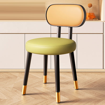 Contemporary Nordic Round Rectangular Carbon Steel Leather Dining Chair Backrest For Dining Room