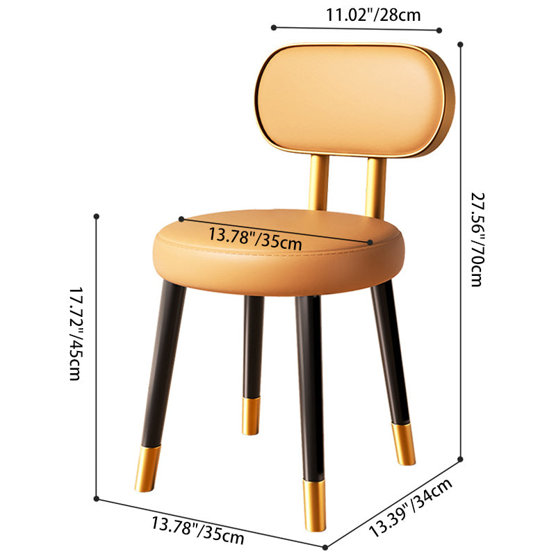 Contemporary Nordic Round Rectangular Carbon Steel Leather Dining Chair Backrest For Dining Room
