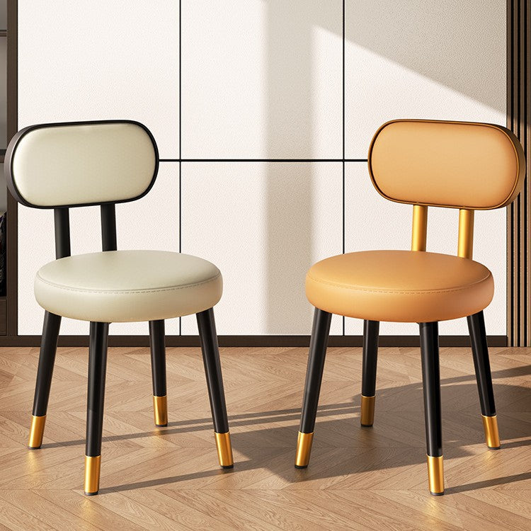Contemporary Nordic Round Rectangular Carbon Steel Leather Dining Chair Backrest For Dining Room
